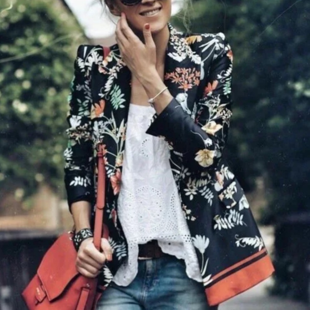 ZARA Floral Double breasted Blazer